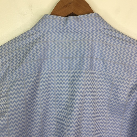 Robert Graham Shirt Blue White Chevron French Cuff Size Extra Large - Picture 3 of 10